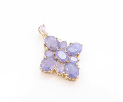 925 Sterling Silver Vintage Pendant Gold Plated Oval Drop Cut Tanzanite  PT24156