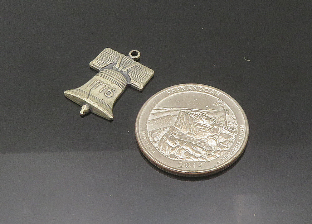 925 Sterling Silver  Vintage 1776 Liberty Bell Historical Pendant  PT18184