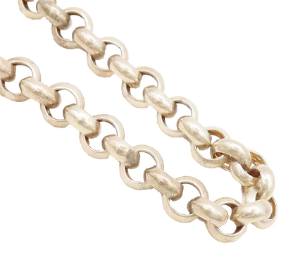 925 Sterling Silver Vintage Heavy Ring Link Toggle Lock Necklace NE4213