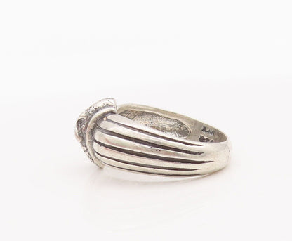 925 Sterling Silver Vintage Ring Solid Carved 'X' Grooved Shank  Sz 8.5  RG28448