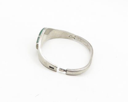 SHEILA MEXICO 925 Silver  Vintage Malachite Shiny Bangle Bracelet  BT7530