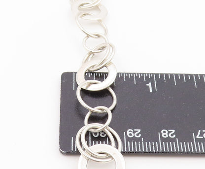925 Sterling Silver Vintage Necklace Modernist Interlocking Circles Chain NE4942