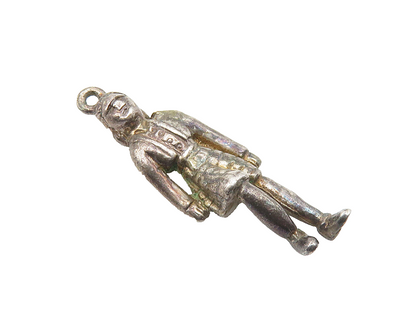 925 Sterling Silver  Vintage Petite Dark Tone Man In Kilt Pendant  PT8414