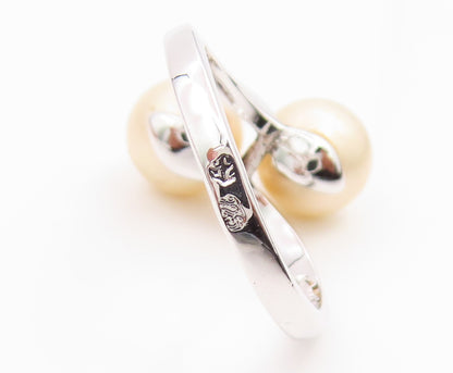 925 Sterling Silver Vintage Ring Round Pearl Elegant Bypass Band  Sz 7  RG35367
