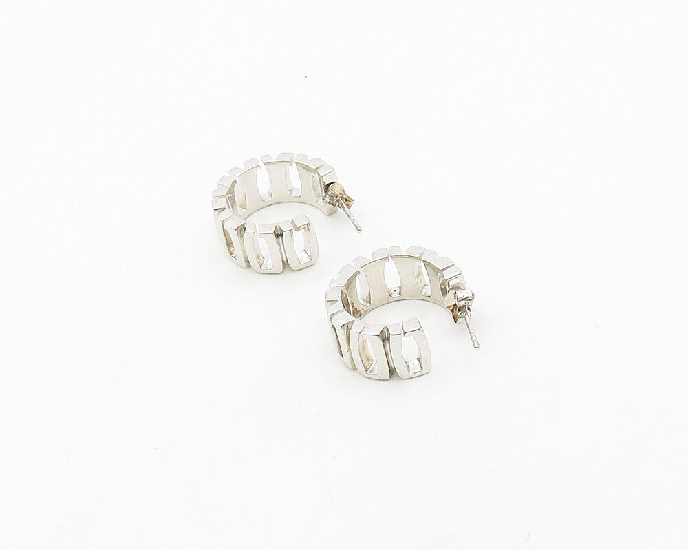 GUESS 925 Sterling Silver  Vintage Shiny Open Design JHoop Earrings  EG9699