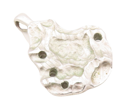 925 Sterling Silver Vintage Pendant Designer Brutalist Carved  PT23629