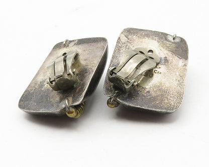 925 Sterling Silver  Vintage Oxidized Two Tone Non Pierce Earrings  EG6283