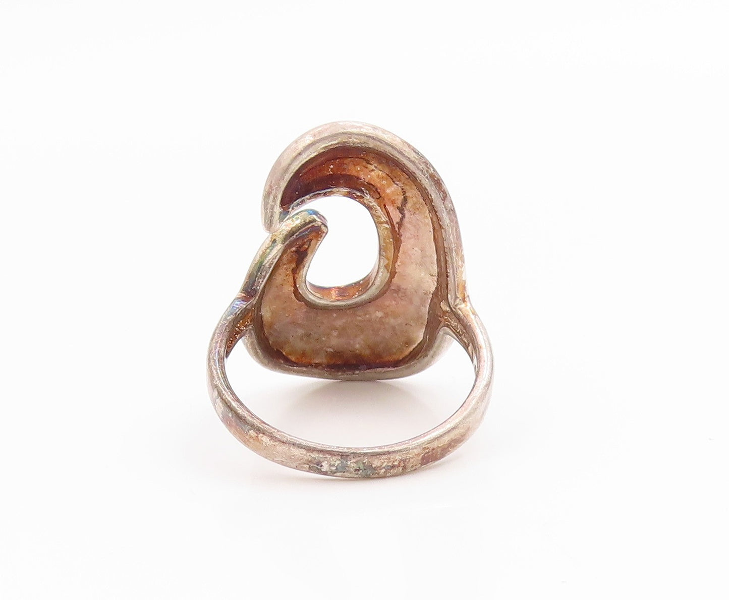 925 Sterling Silver Vintage Ring Modernist Abstract Swirl Band  Sz 8.5  RG36121