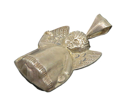 925 Sterling Silver  Vintage Shiny Hollow Angel Motif Pendant  PT19900
