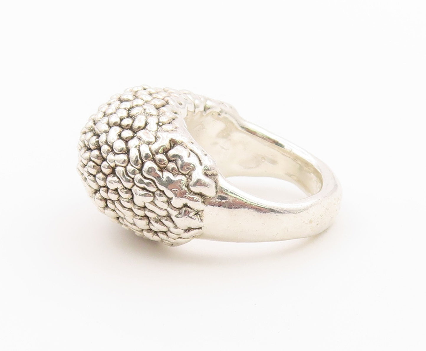 925 Sterling Silver Vintage Ring ISRAEL Modernist Beaded Dome  Sz 8.5  RG36468