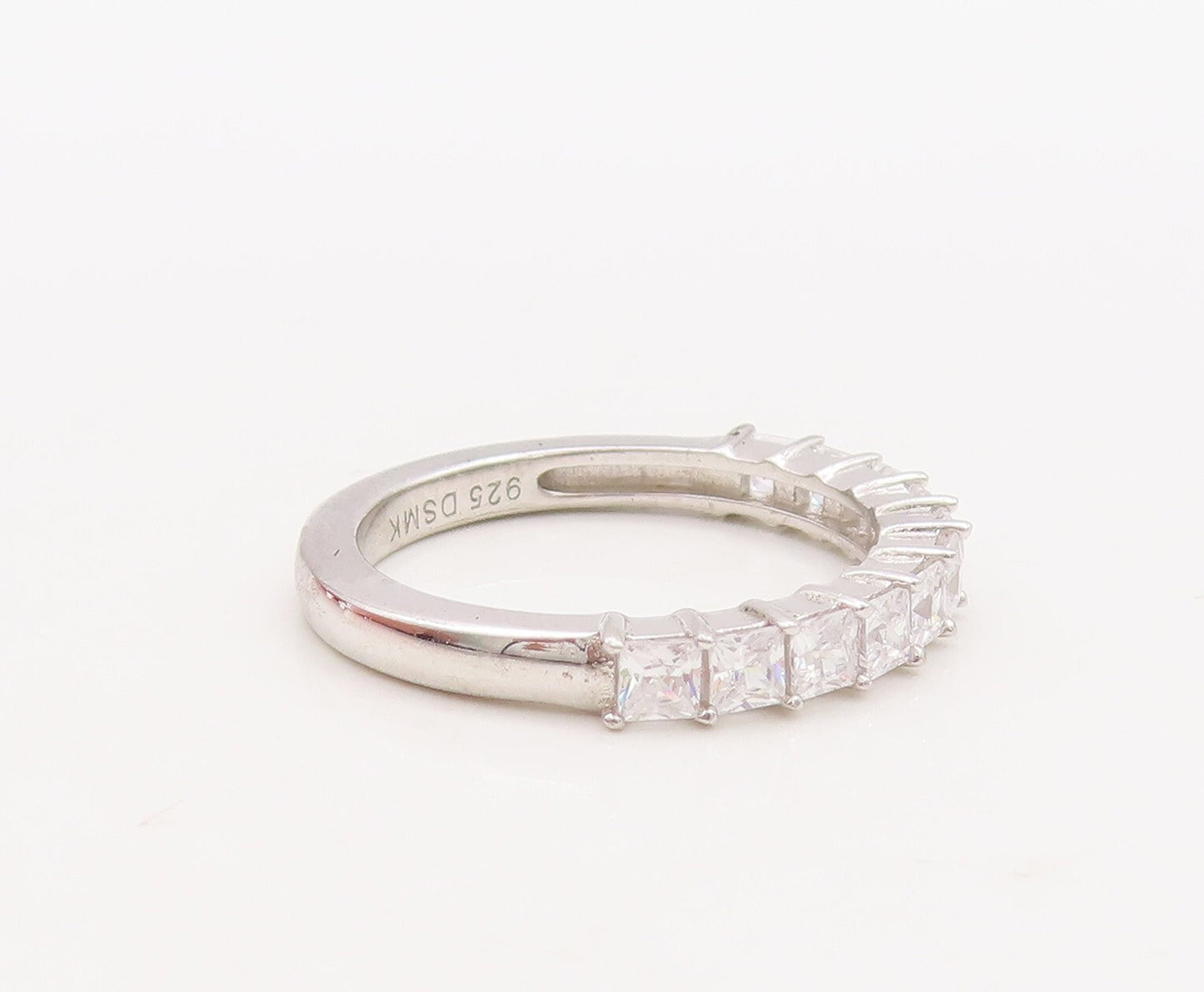 925 Sterling Silver Vintage Ring Stackable Green & White Topaz  Sz 7  RG29786