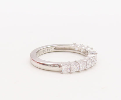 925 Sterling Silver Vintage Ring Stackable Green & White Topaz  Sz 7  RG29786
