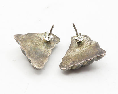925 Sterling Silver  Vintage Oxidized Hollow Fluted Drop Earrings  EG5917