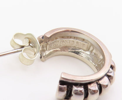 925 Sterling Silver Vintage Earrings ESPO Chunky Ribbed Crescent Studs  EG14472