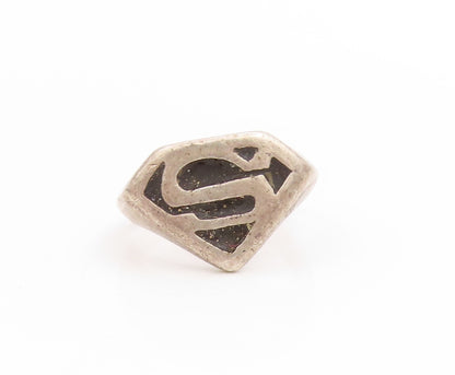 925 Sterling Silver Vintage Ring Superhero S Shield Symbol Band  Sz 7.5  RG34049