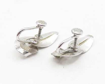 CARLART 925 Silver  Vintage Modernist Floral Leaf Non Pierce Earrings  EG6132