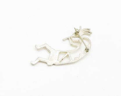 BELINDA WOODY NAVAJO 925 Silver  Vintage Kokopelli Dancer Brooch Pin  BP6992