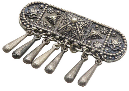MEXICO 925 Sterling Silver  Vintage Antique Floral Dangling Brooch Pin  BP3487