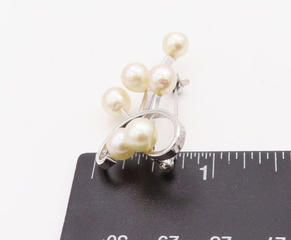 925 Sterling Silver Vintage Brooch Pin Designer Cutout Pearls  BP11227