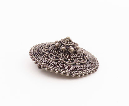 ISRAEL 925 Sterling Silver Vintage 3D Beaded Floral Dome Brooch Pin BP10234