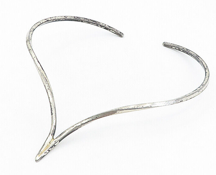 ALFRED KARRAM 925 Silver  Vintage Minimalist Pointed Collar Necklace NE1563