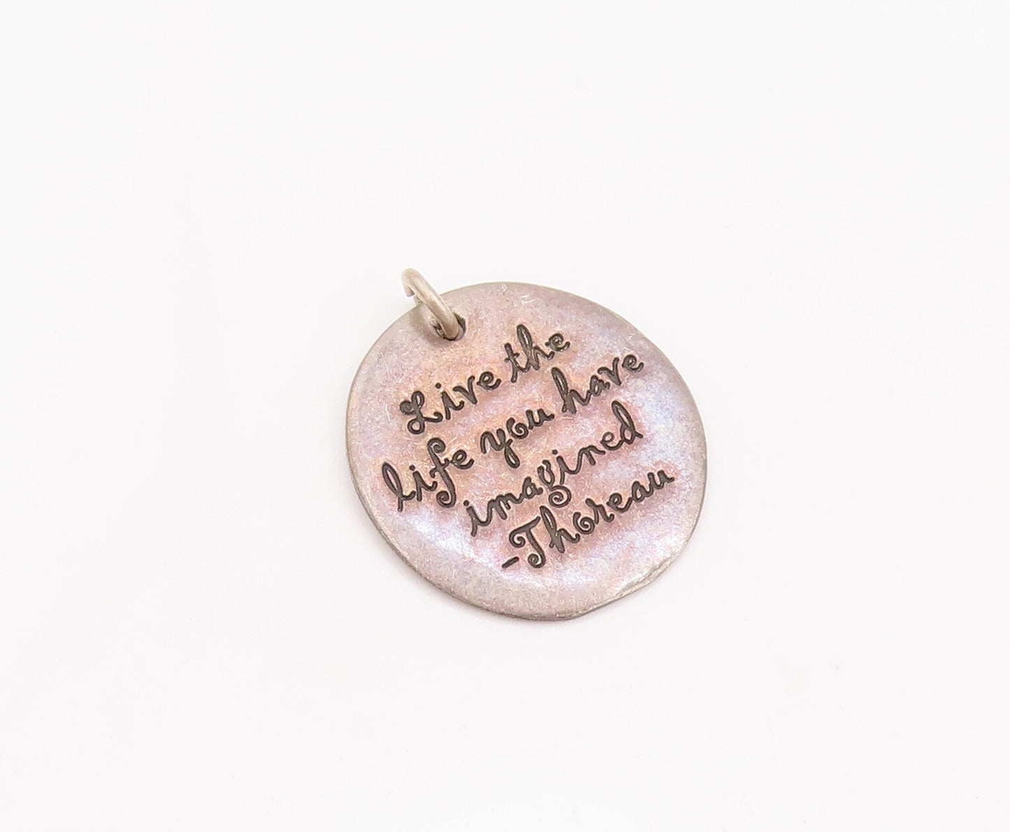 925 Sterling Silver Vintage Pendant Etched Live Your Dreams Message  PT22914
