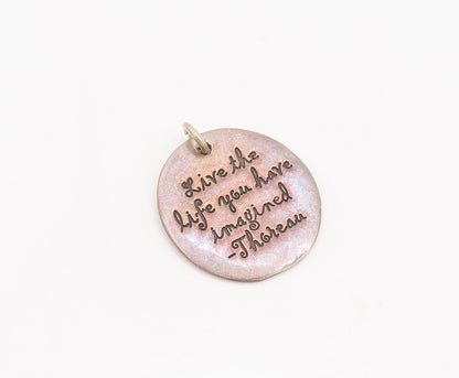 925 Sterling Silver Vintage Pendant Etched Live Your Dreams Message  PT22914