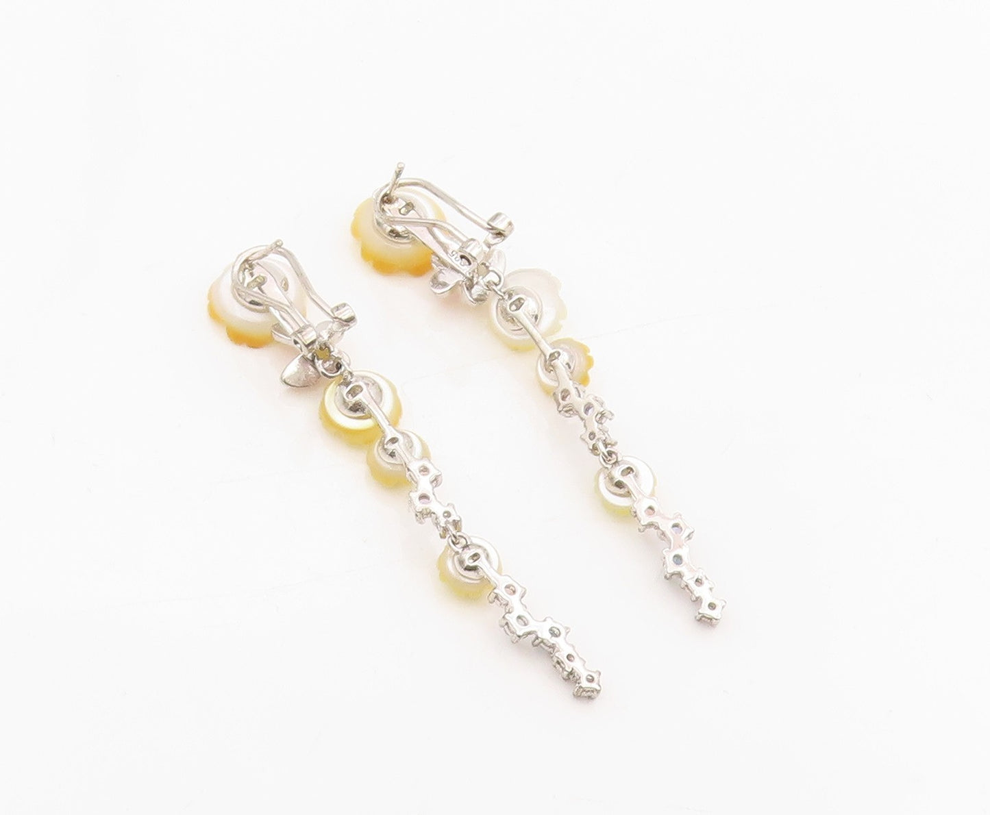 925 Sterling Silver Vintage Earrings Multi Gemstone Floral Butterfly  EG13852