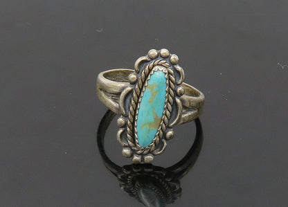 POST BELL 925 Sterling Silver Vintage Turquoise Twist Band Ring Sz 6.5 RG21093