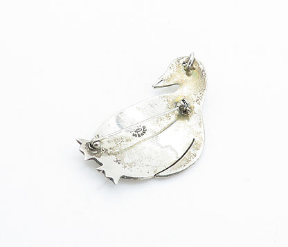 MEXICO 925 Sterling Silver  Vintage Shiny Etched Penguin Brooch Pin  BP2644