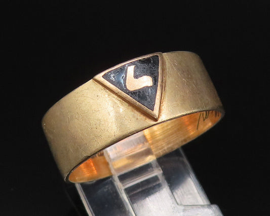 10K GOLD  Vintage Antique Enamel Freemason Band Ring Sz 10.5  GR548