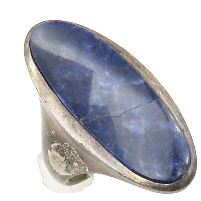 925 Sterling Silver  Vintage Sodalite Oval Cocktail Ring Sz 7.5  RG14652
