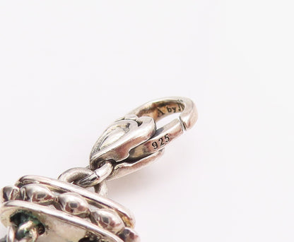 14k Gold 925 Sterling Silver Vintage Bracelet Round Floral Cut Chained  BT11091