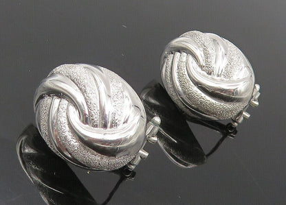 925 Sterling Silver  Shiny Polished Hollow Swirl Dome Drop Earrings  EG5677