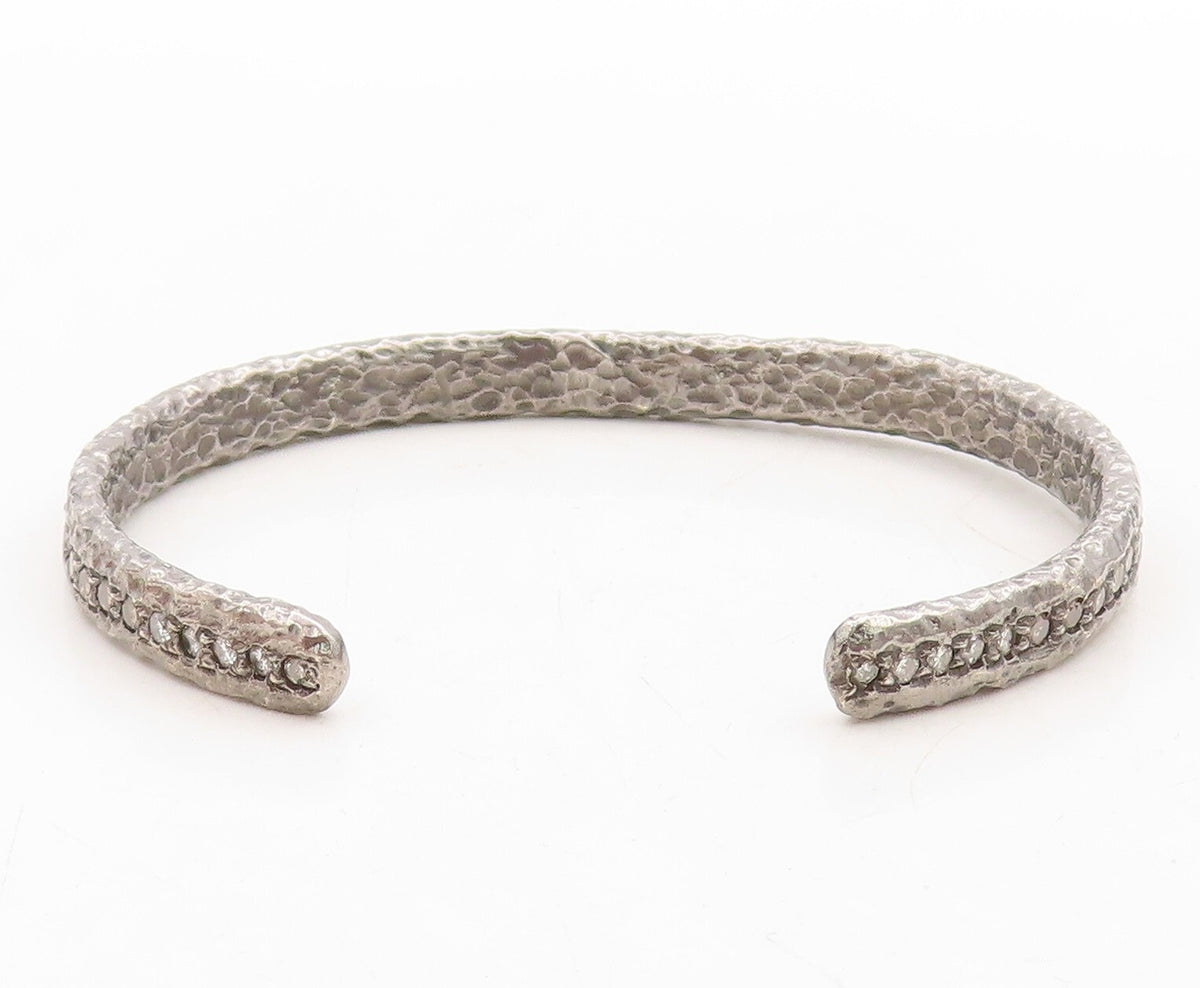 925 Sterling Silver Vintage Bracelet 1CT Champagne Diamonds Brutalist   BT10969