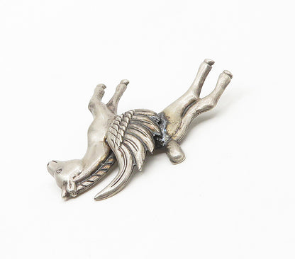 LANG 925 Sterling Silver  Vintage Dark Tone Flying Horse Brooch Pin  BP6609