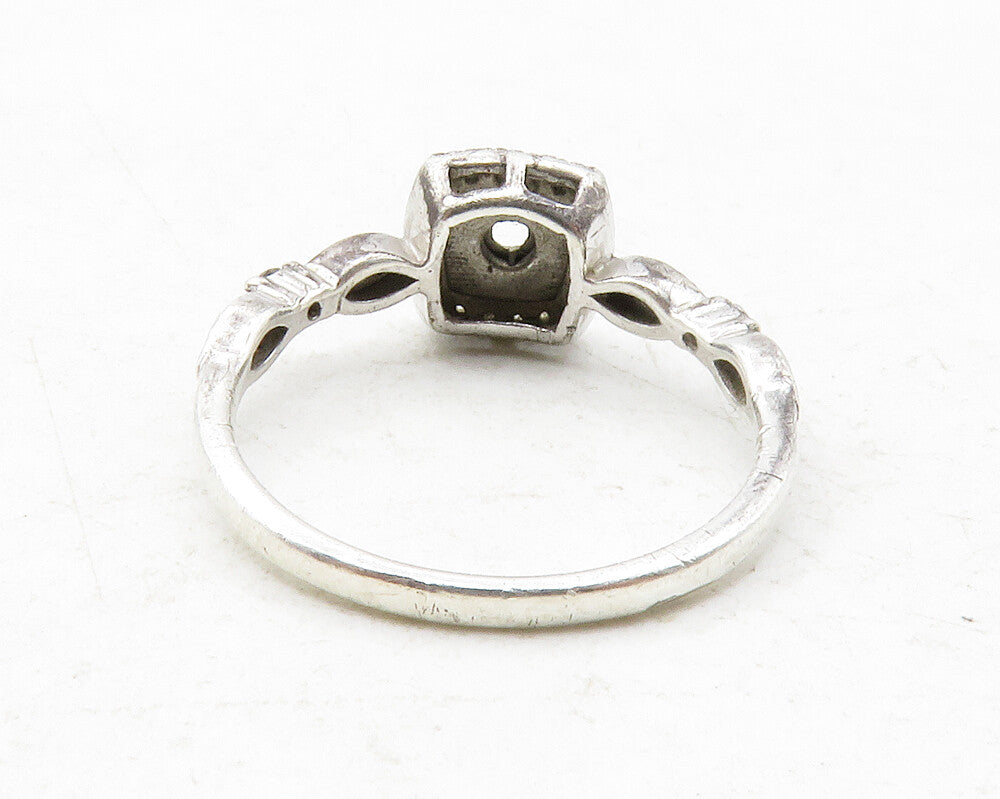 925 Sterling Silver  Genuine Diamonds Square Thin Band Ring Sz 7  RG12485