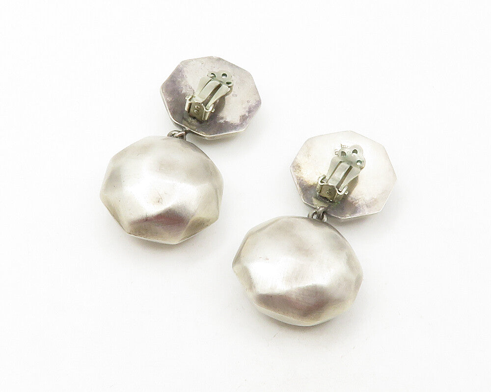 BARRA 925 Sterling Silver Vintage Hammered Non Pierce Dangle Earrings  EG6478