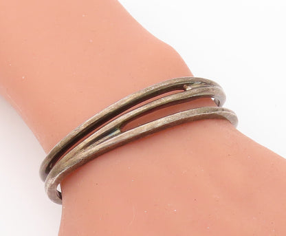 925 Sterling Silver Vintage Bracelet Brutalist  Split Solid Cuff  BT10785
