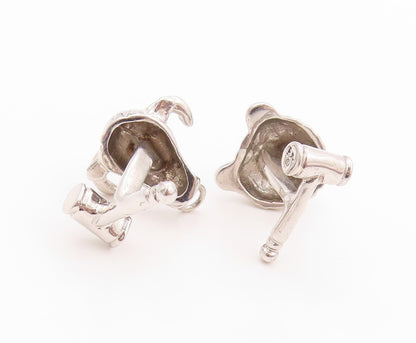 925 Sterling Silver Vintage Cuff Links Bear & Bull Stock Market Trader  TR3942