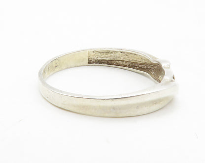 925 Sterling Silver  Vintage Shiny Genuine Diamonds Band Ring Sz 7  RG13321