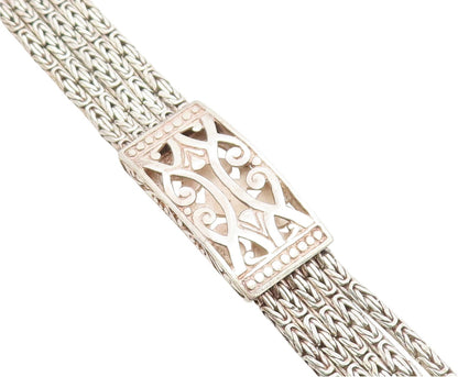 925 Sterling Silver Vintage Bracelet Classic Multi Strand Braided Link  BT12055