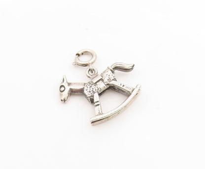 925 Sterling Silver Vintage Pendant Miniature Baby Rocking Horse Charm  PT25924