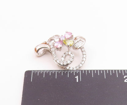 925 Sterling Silver  Vintage Sparkling Cubic Zirconia Swirl Pendant  PT17984