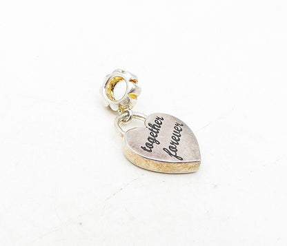 925 Sterling Silver  Sparkling Pink Topaz Love Heart Pad Lock Pendant  PT6758