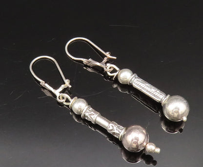 925 Sterling Silver  Vintage Love Heart Pole & Bead Ball Earrings  EG11861