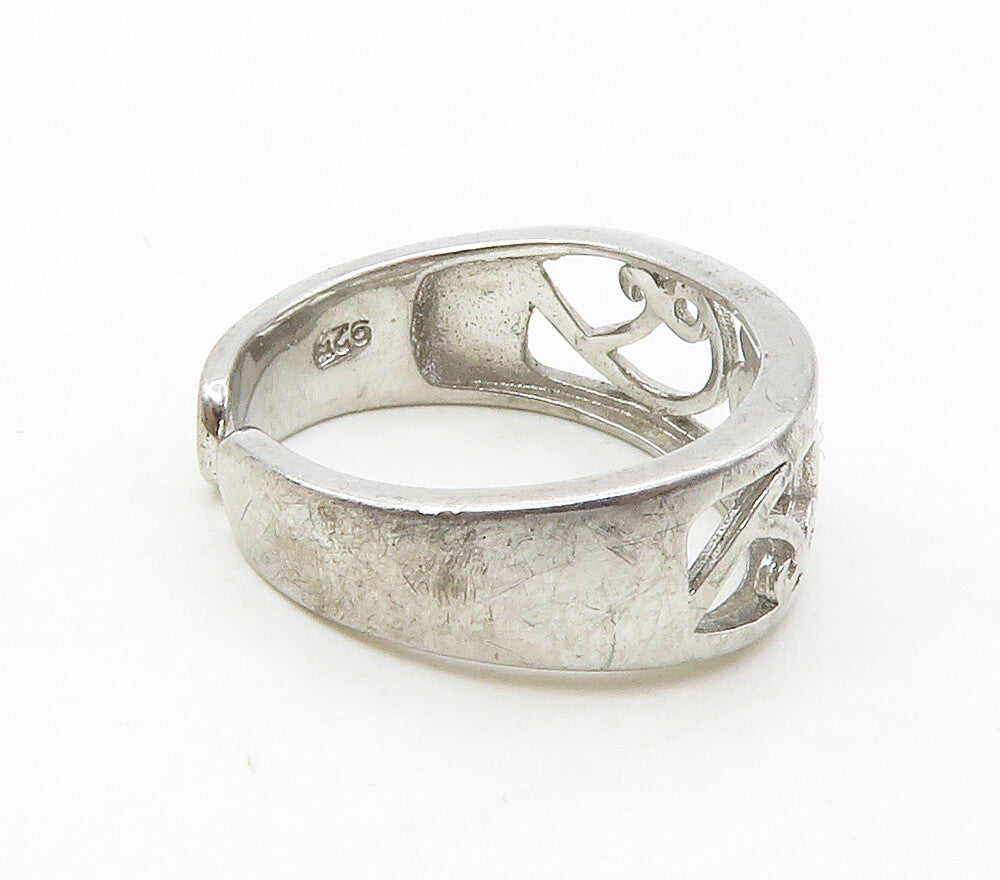 925 Sterling Silver  Petite Floral Swirl Vine Motif Band Ring Sz 4  RG16735