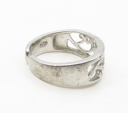 925 Sterling Silver  Petite Floral Swirl Vine Motif Band Ring Sz 4  RG16735
