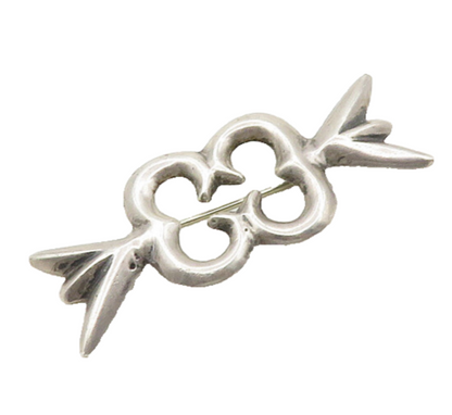 NAVAJO 925 Sterling Silver  Vintage Shiny Open Bow Tie Motif Brooch Pin BP7681