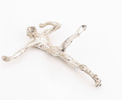 925 Sterling Silver Vintage Paper Weight Brutalist 3D Carved Dancing Man  TR3894
